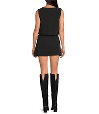 Gianni Bini Taylor Two Piece Sequin Crepe Blouse & Mini Skirt Set