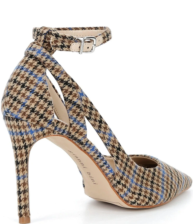 Gianni Bini Teagan Houndstooth Cut-Out Ankle Strap Pumps