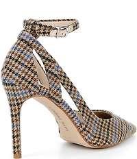 Gianni Bini Teagan Houndstooth Cut-Out Ankle Strap Pumps