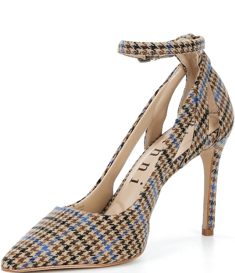 Gianni Bini Teagan Houndstooth Cut-Out Ankle Strap Pumps