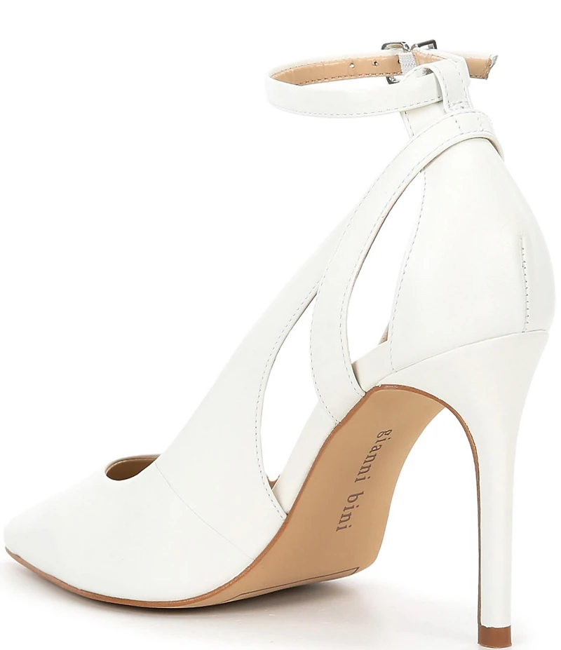 Gianni Bini Teagan Leather Cut-Out Ankle Strap Dress Pumps