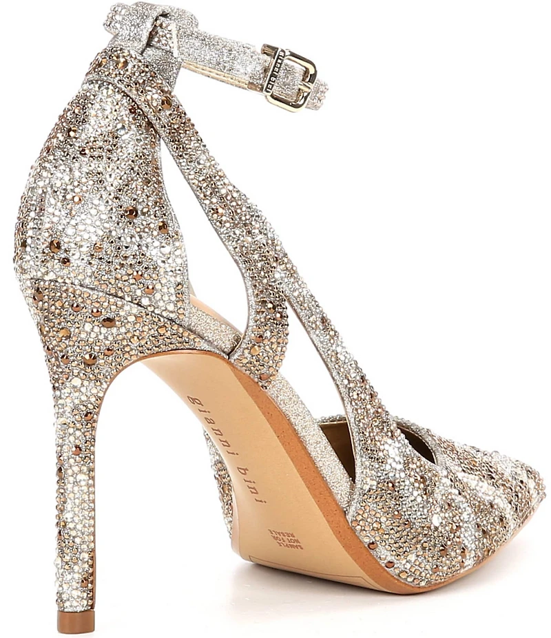 Gianni Bini Teagan Two Leopard Rhinestone Cut-Out Ankle Strap Pumps
