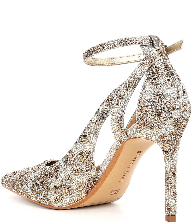 Gianni Bini Teagan Two Leopard Rhinestone Cut-Out Ankle Strap Pumps