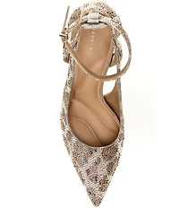 Gianni Bini Teagan Two Leopard Rhinestone Cut-Out Ankle Strap Pumps