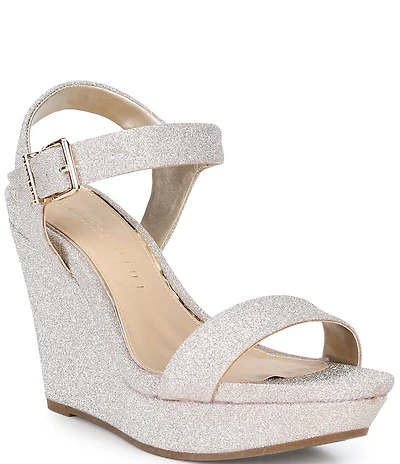 Gianni Bini Telmma Glitter Platform Wedge Sandals