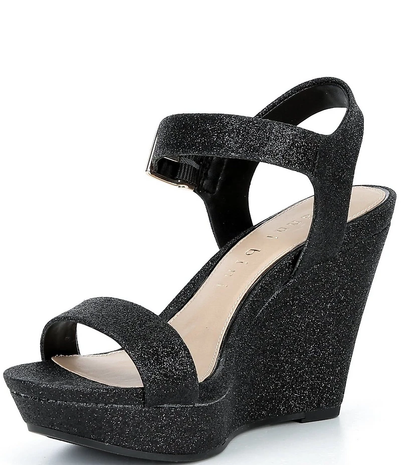 Gianni Bini Telmma Glitter Platform Wedge Sandals