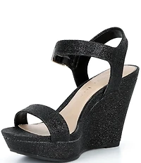 Gianni Bini Telmma Glitter Platform Wedge Sandals