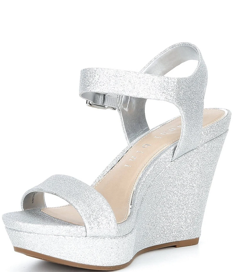 Gianni Bini Telmma Glitter Platform Wedge Sandals