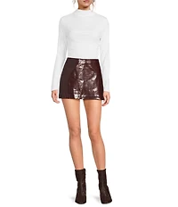 Gianni Bini Tessa Luxe Coated A-Line Coordinating Mini Skirt