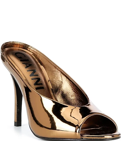 Gianni Bini Tolbert Mirror Metallic Open Toe Cupped Dress Heels