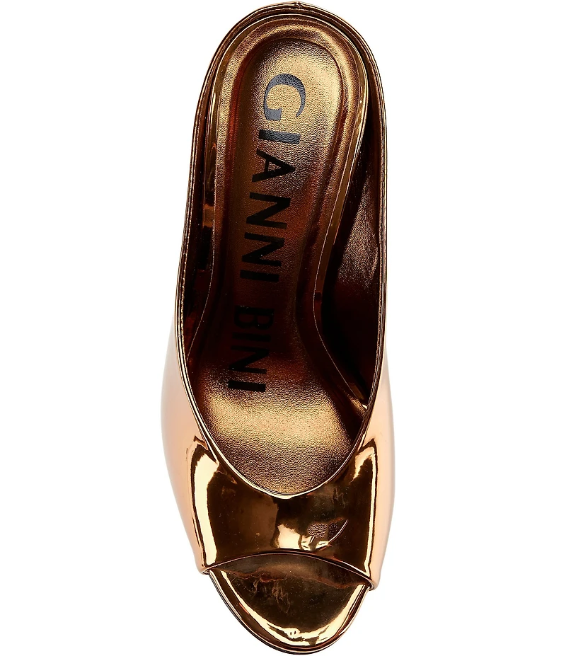Gianni Bini Tolbert Mirror Metallic Open Toe Cupped Dress Heels