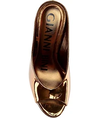 Gianni Bini Tolbert Mirror Metallic Open Toe Cupped Dress Heels