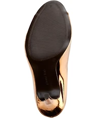 Gianni Bini Tolbert Mirror Metallic Open Toe Cupped Dress Heels