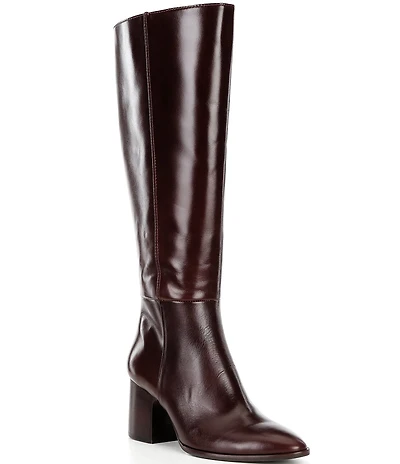 Gianni Bini Tyrell Leather Block Heel Tall Dress Boots
