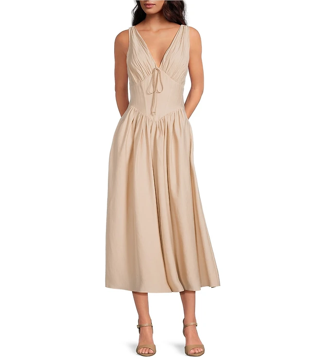Gianni Bini Ulla V-Neck Sleeveless Drop Waist A-Line Midi Dress at Hamilton  Place in Chattanooga, TN