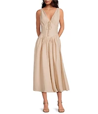 Gianni Bini Ulla V-Neck Sleeveless Drop Waist A-Line Midi Dress