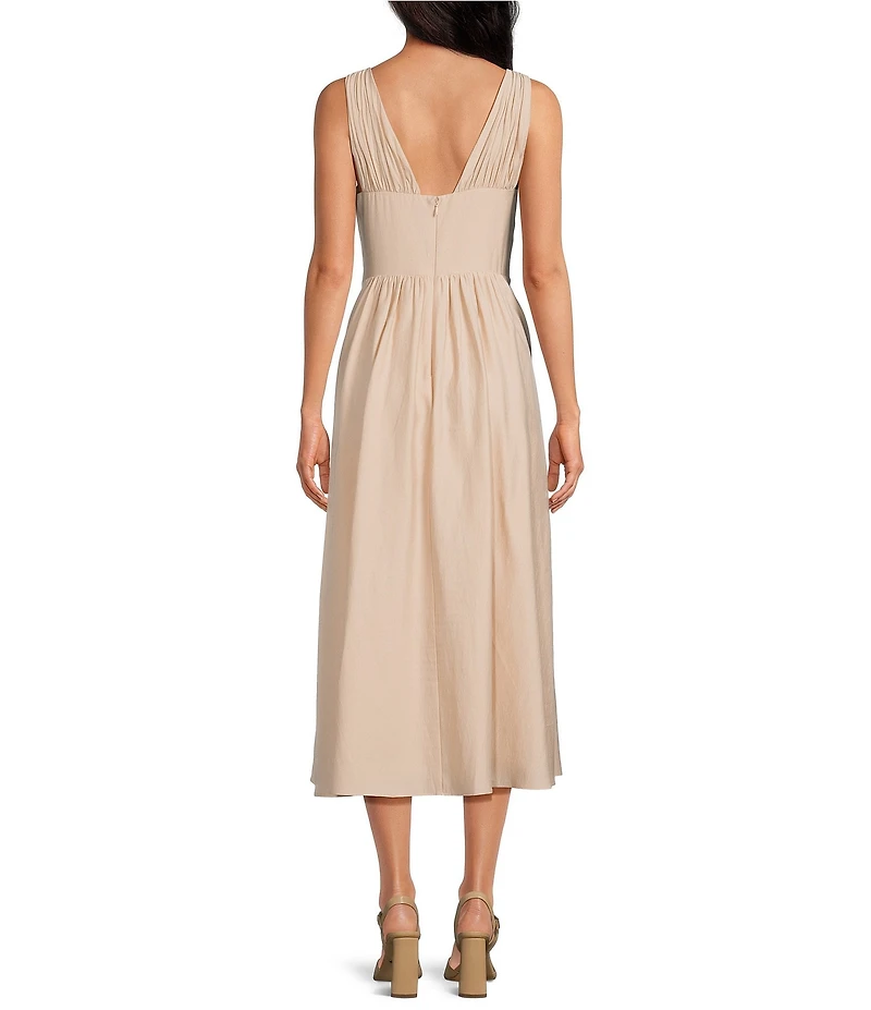Gianni Bini Ulla V-Neck Sleeveless Drop Waist A-Line Midi Dress