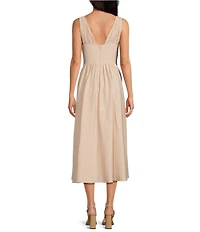 Gianni Bini Ulla V-Neck Sleeveless Drop Waist A-Line Midi Dress