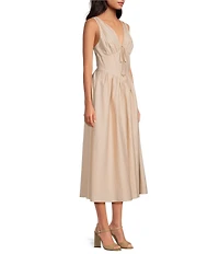 Gianni Bini Ulla V-Neck Sleeveless Drop Waist A-Line Midi Dress