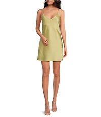 Gianni Bini Vanessa Satin V-Neck Sleeveless Mini Slip Dress