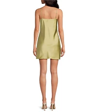 Gianni Bini Vanessa Satin V-Neck Sleeveless Mini Slip Dress