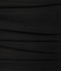 Gianni Bini Violet Mesh Ruched Straight Neck Spaghetti Strap Crop Tank