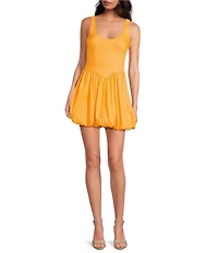 Gianni Bini Violet Square Neck Sleeveless Linen Blend Mini Shift Dress
