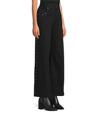 Gianni Bini Violet Studded Wide Leg Denim Jeans