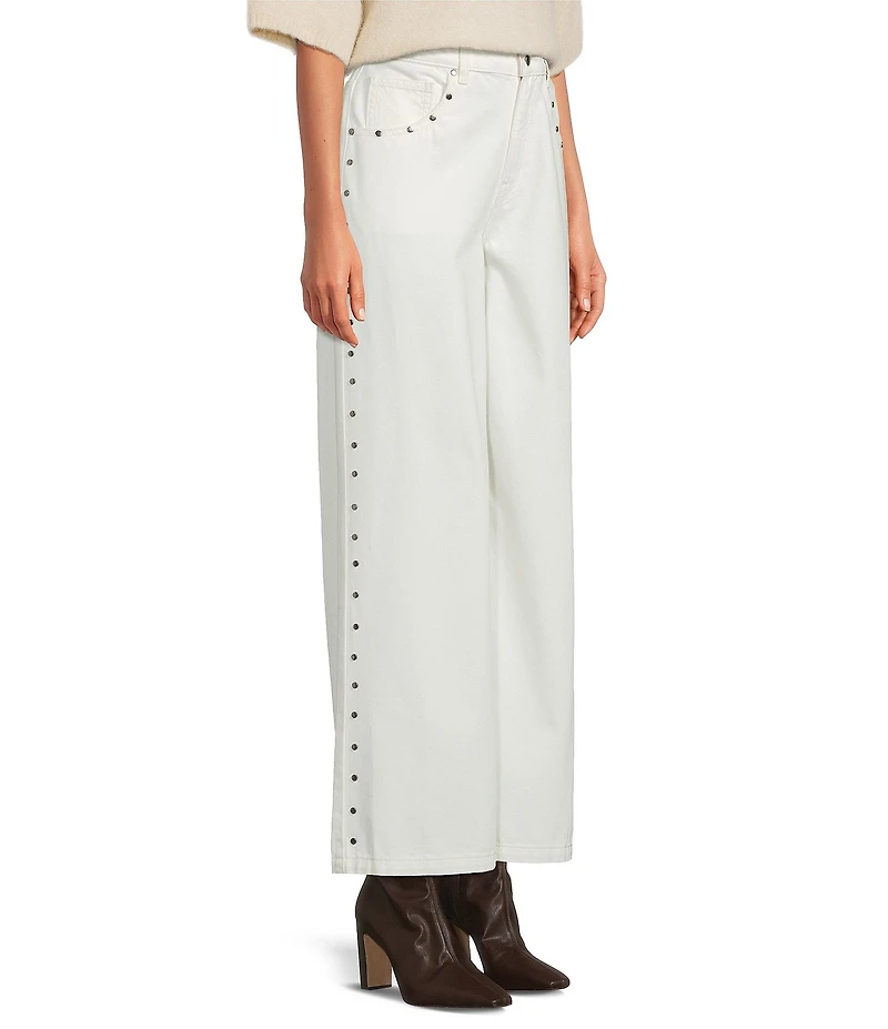 Gianni Bini Violet Studded Wide Leg Denim Jeans