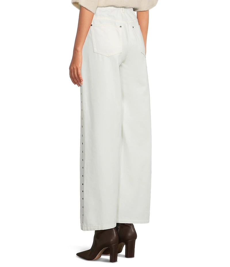 Gianni Bini Violet Studded Wide Leg Denim Jeans