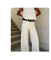 Gianni Bini Violet Studded Wide Leg Denim Jeans