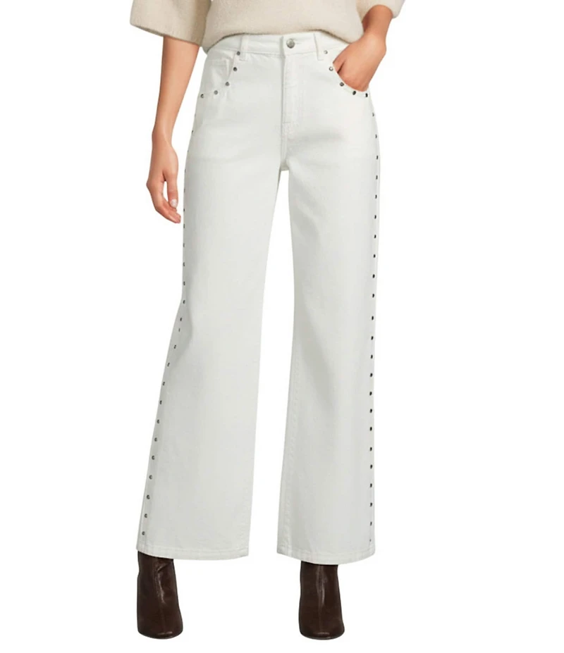 Gianni Bini Violet Studded Wide Leg Denim Jeans