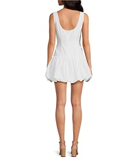Gianni Bini Vitasta Square Neck Embroidered Cotton Bubble Hem Mini Dress