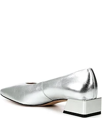 Gianni Bini Walt Metallic Leather Square Toe Block Heel Pumps