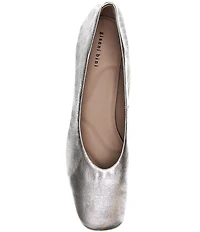 Gianni Bini Walt Metallic Leather Square Toe Block Heel Pumps