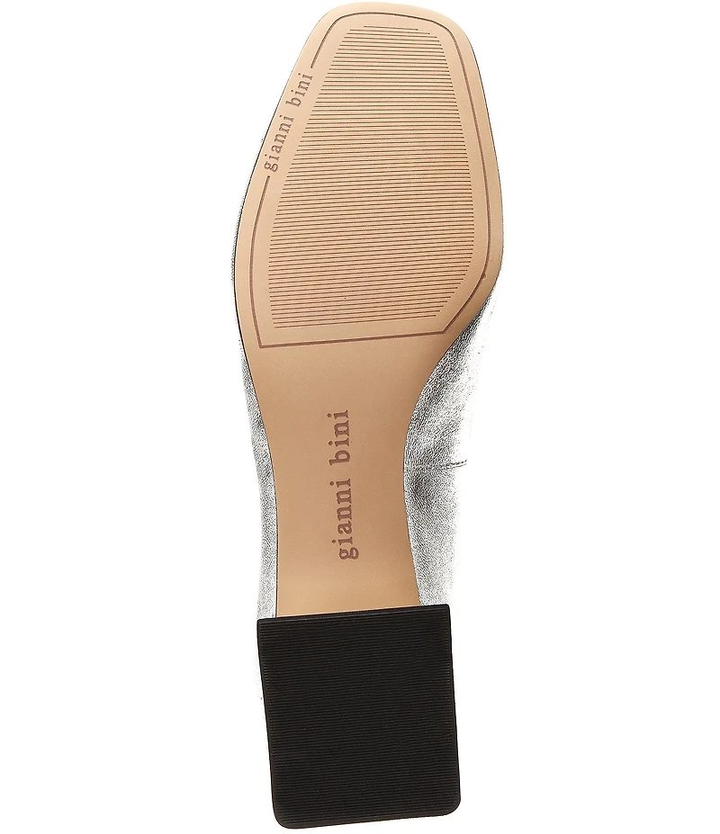 Gianni Bini Walt Metallic Leather Square Toe Block Heel Pumps