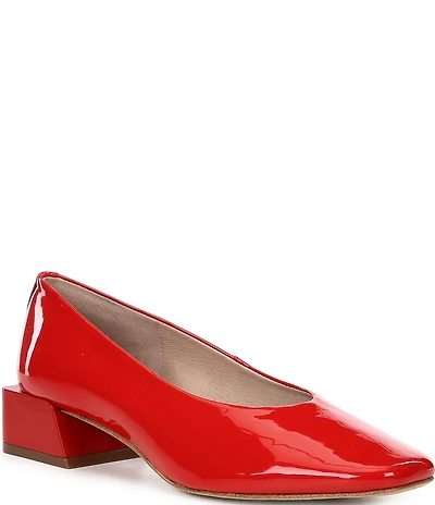Gianni Bini Walt Patent Square Toe Block Heel Pumps