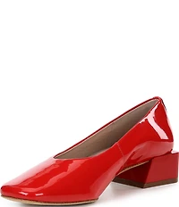 Gianni Bini Walt Patent Square Toe Block Heel Pumps