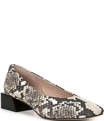Gianni Bini Walt Snake Print Square Toe Block Heel Pumps