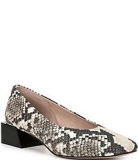 Gianni Bini Walt Snake Print Square Toe Block Heel Pumps
