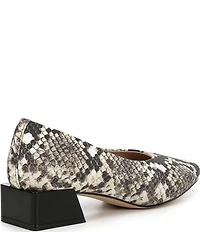 Gianni Bini Walt Snake Print Square Toe Block Heel Pumps