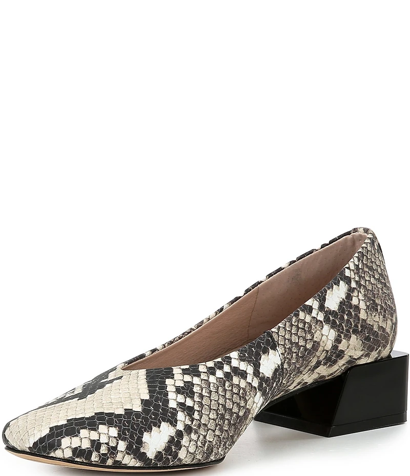 Gianni Bini Walt Snake Print Square Toe Block Heel Pumps