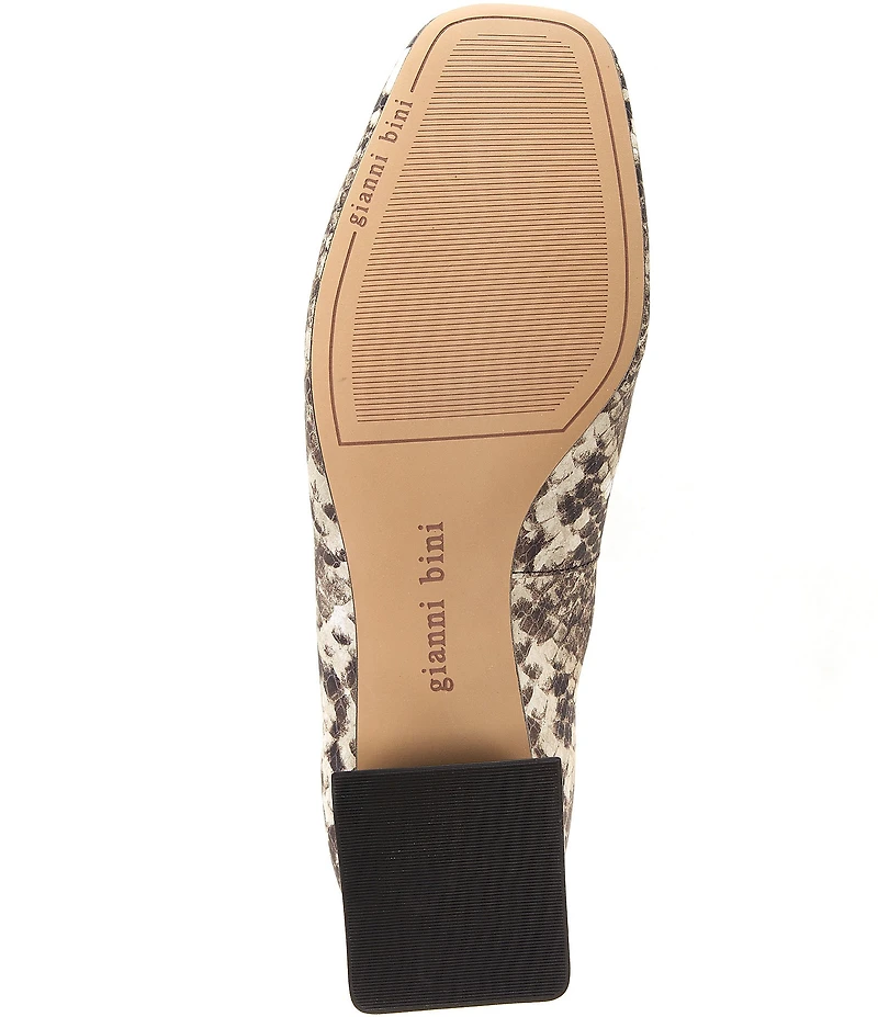 Gianni Bini Walt Snake Print Square Toe Block Heel Pumps