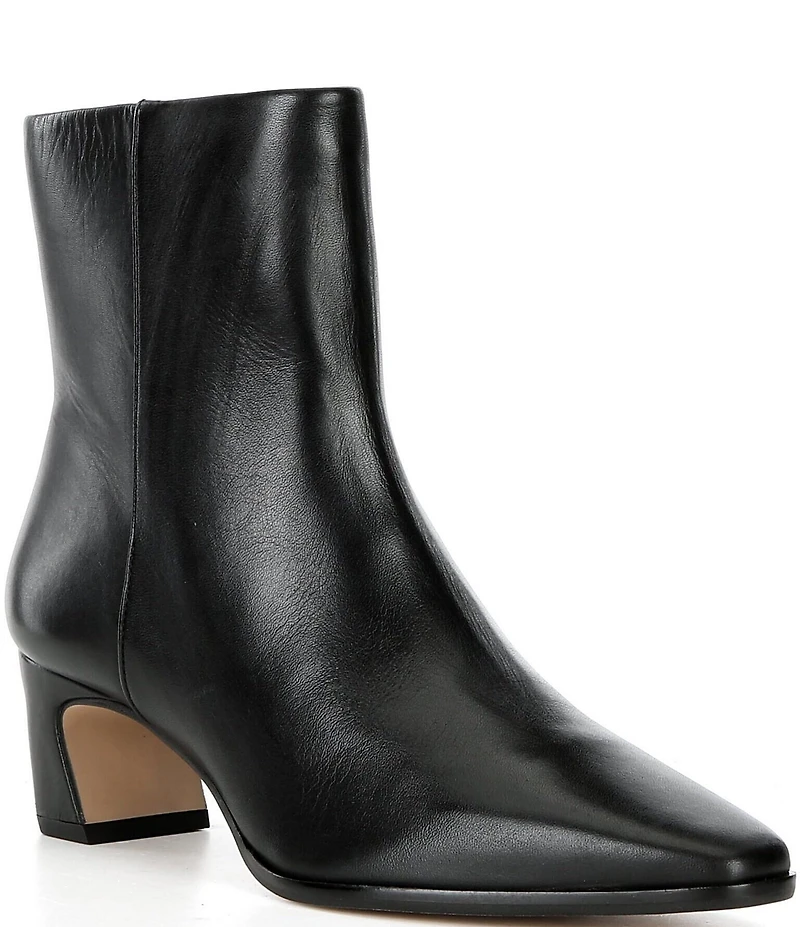 Gianni Bini Waltar Leather Snip Toe Kitten Block Heel Booties
