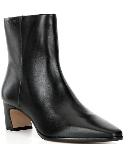 Gianni Bini Waltar Leather Snip Toe Kitten Block Heel Booties
