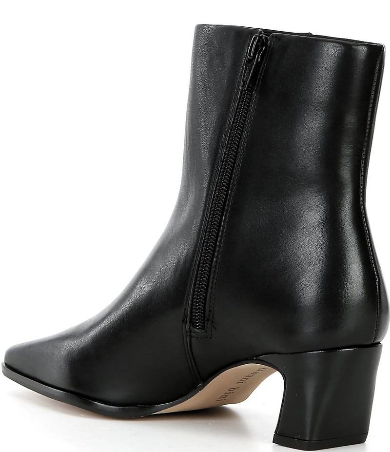 Gianni Bini Waltar Leather Snip Toe Kitten Block Heel Booties