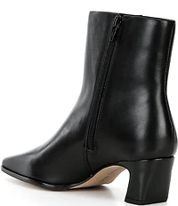 Gianni Bini Waltar Leather Snip Toe Kitten Block Heel Booties
