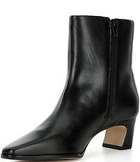 Gianni Bini Waltar Leather Snip Toe Kitten Block Heel Booties