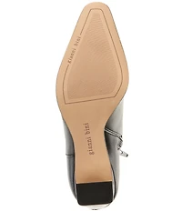 Gianni Bini Waltar Leather Snip Toe Kitten Block Heel Booties