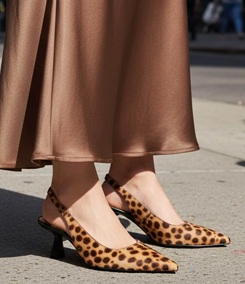 Gianni Bini Wandah Two Cheetah Print Haircalf Slingback Pumps